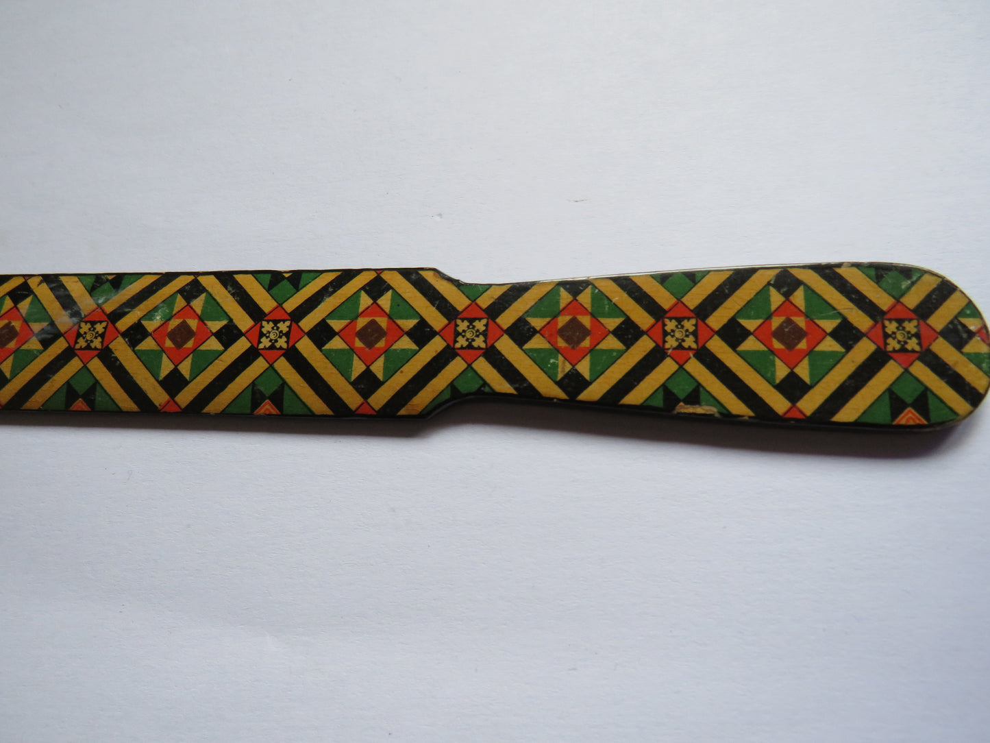 Unusual Mauchline Ware Letter Opener Black Lacquer Ware