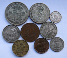 Load image into Gallery viewer, 1941 King George VI 9 Coin Year Set Halfcrown - Farthing Great Britain
