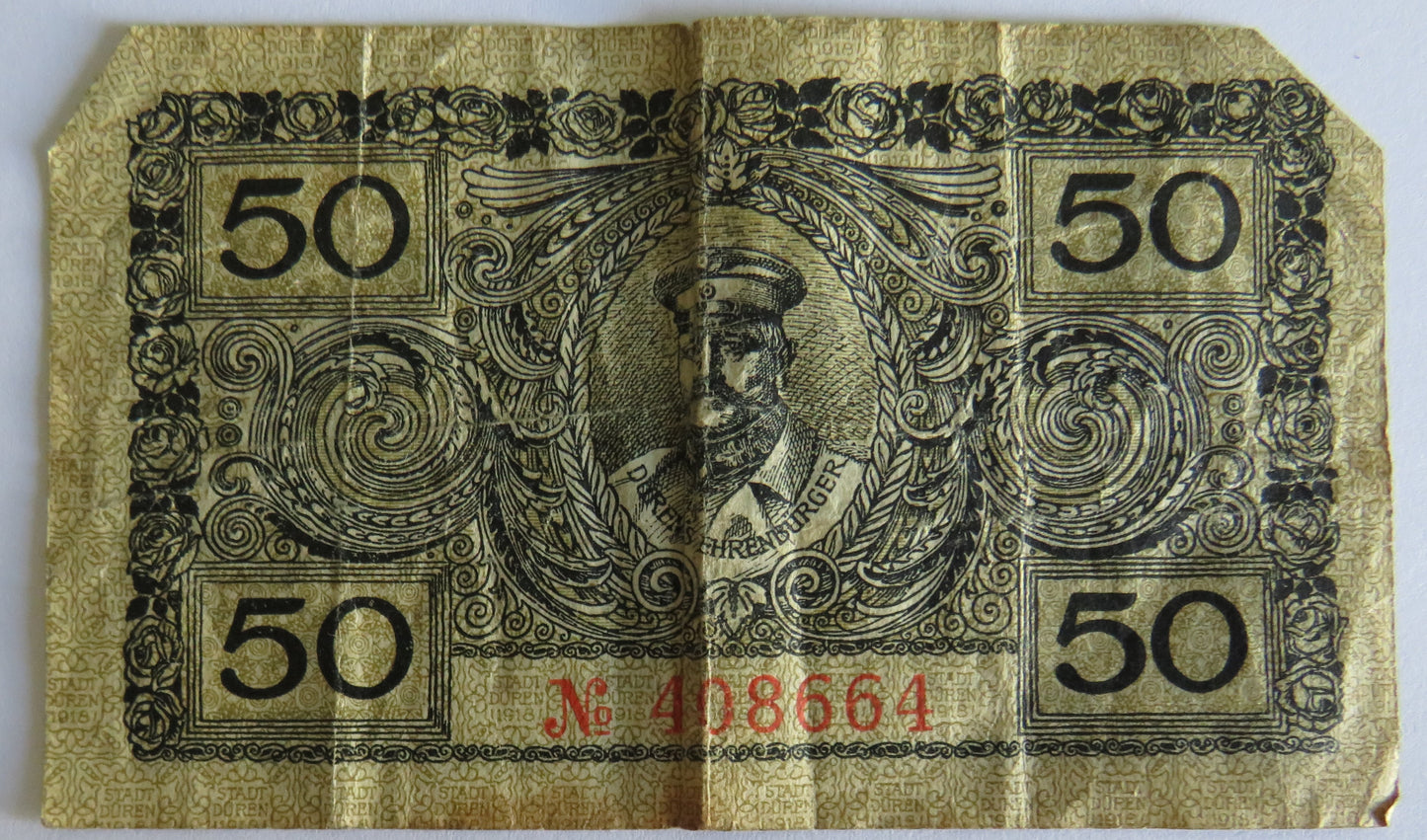 1918 Stadt Duren 50 Pfennig Note
