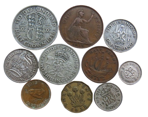 1938 King George VI 10 Coin Year Set Halfcrown - Farthing Great Britain