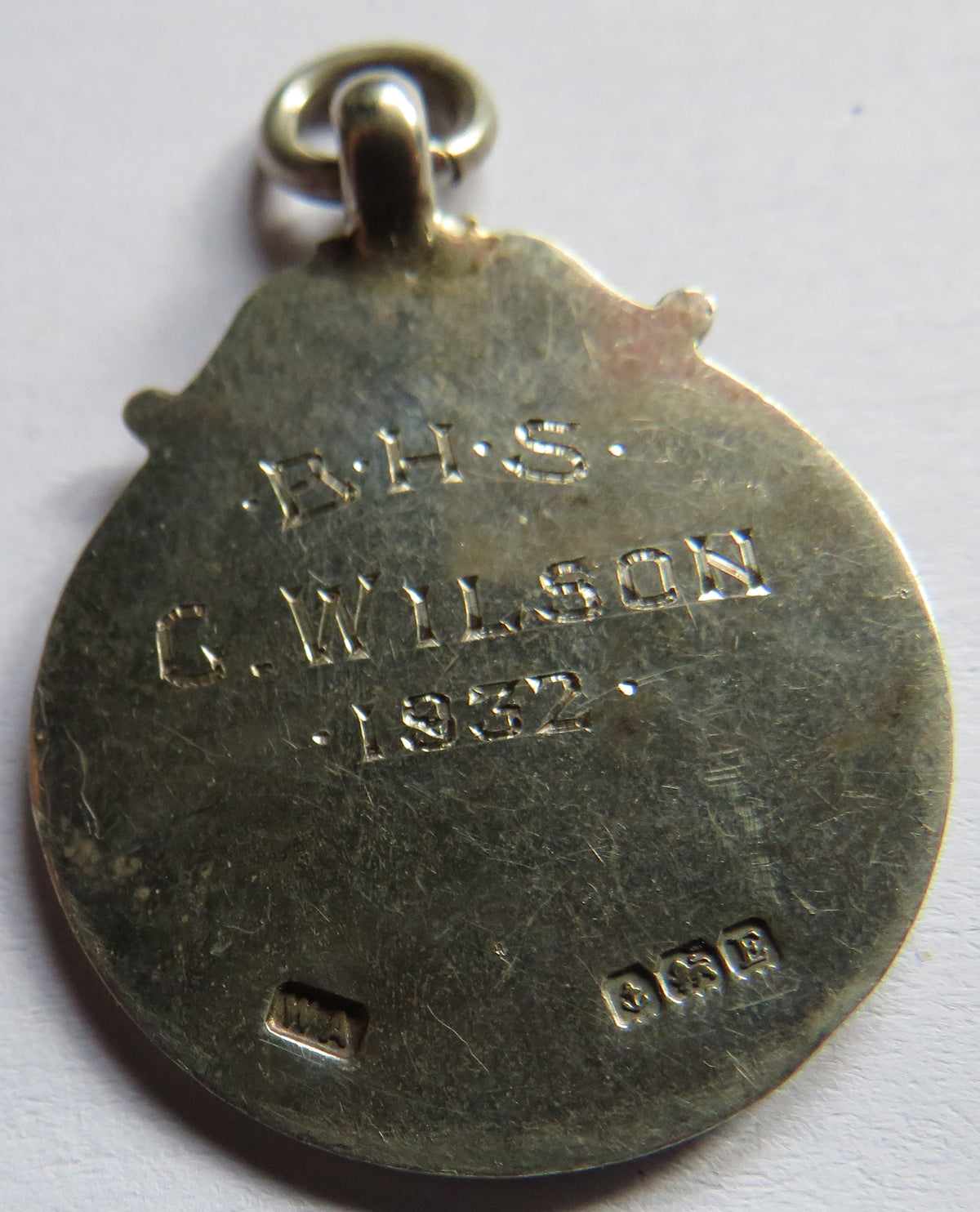 Antique Sterling Silver & Gold Fob Medal Dated 1932 On Rear