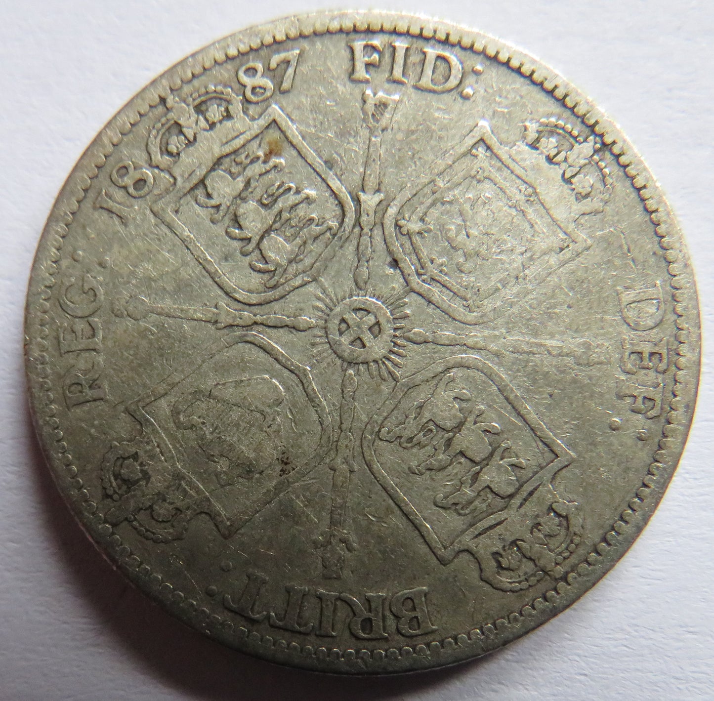 1887 Queen Victoria Silver Florin Coin - Great Britain