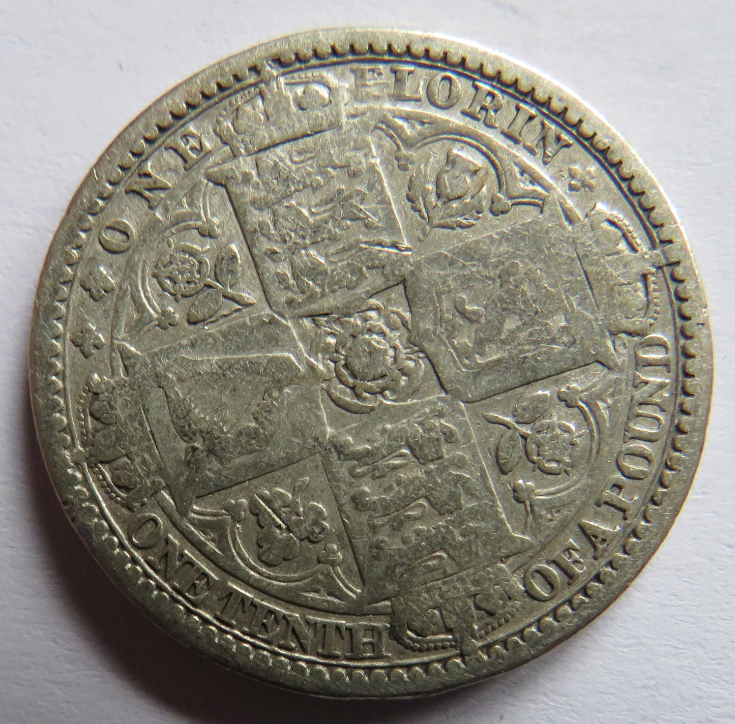 1849 Queen Victoria Silver Godless Florin Coin - Great Britain