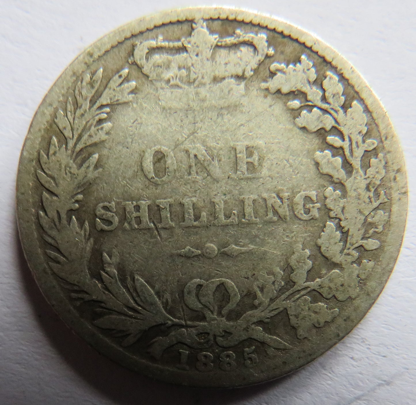 1885 Queen Victoria Young Head Silver Shilling Coin - Great Britain