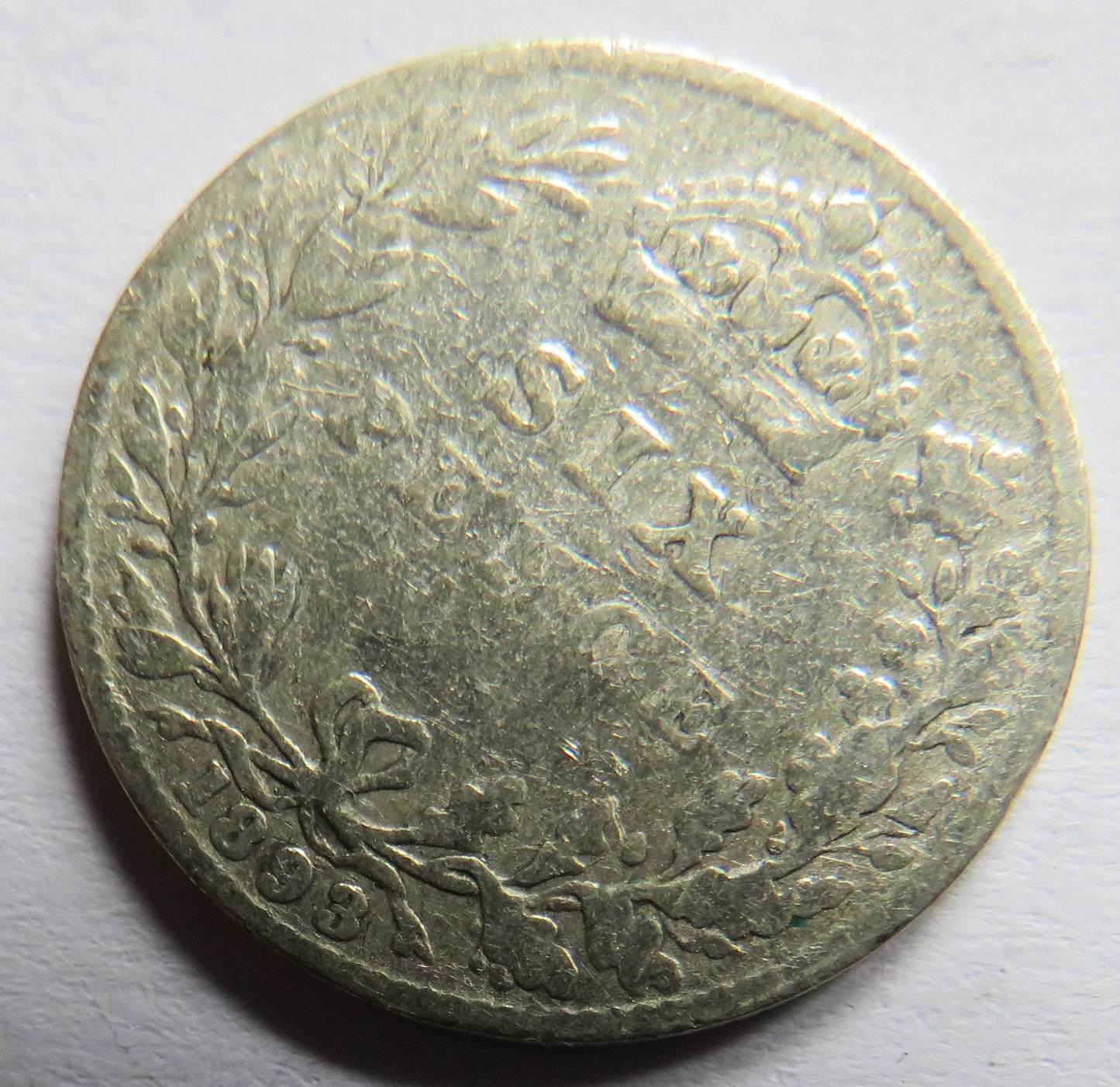 1893 Queen Victoria Silver Sixpence Coin - Great Britain