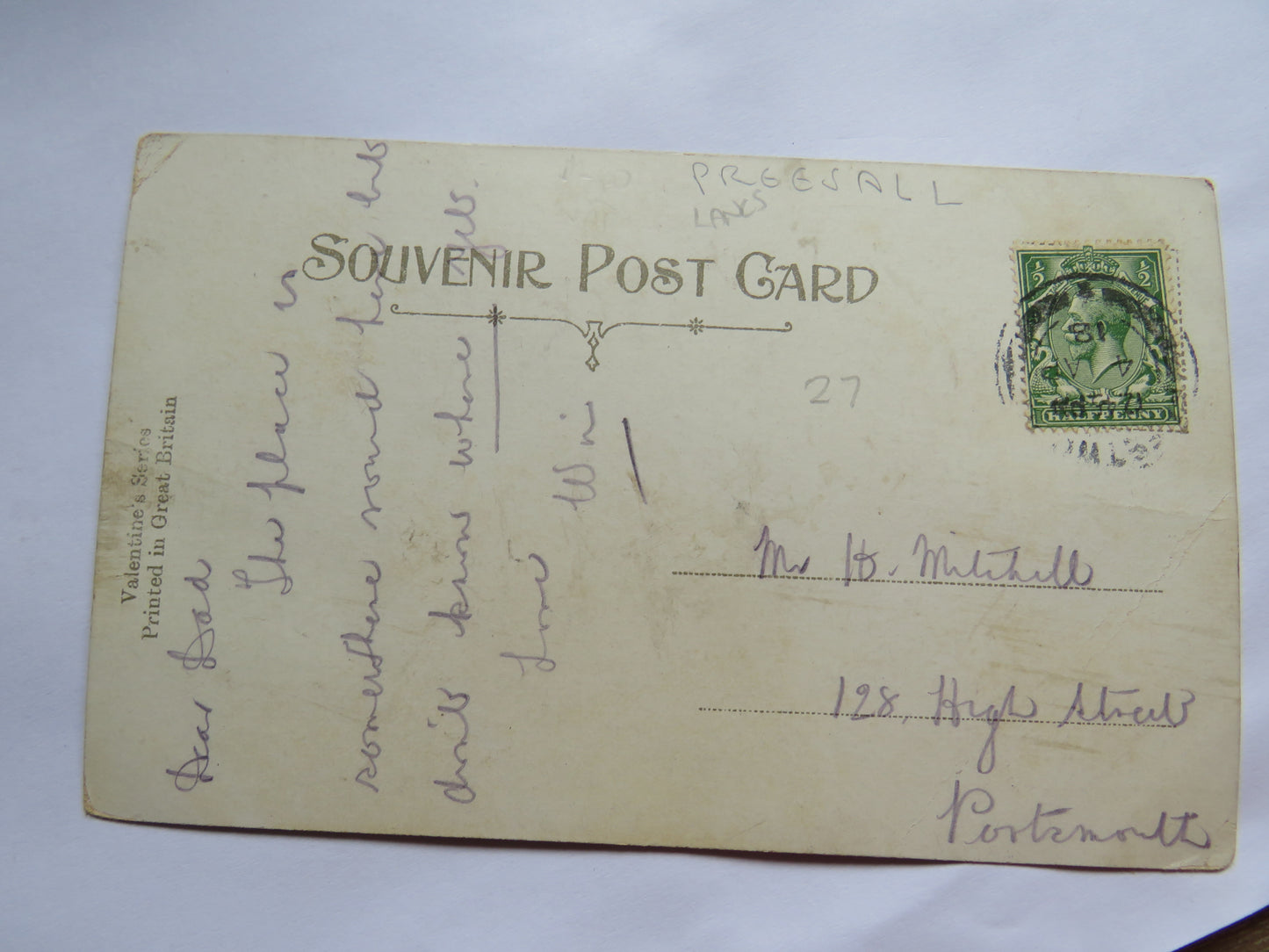 Vintage Postcard of Parish Church Preesall 1918