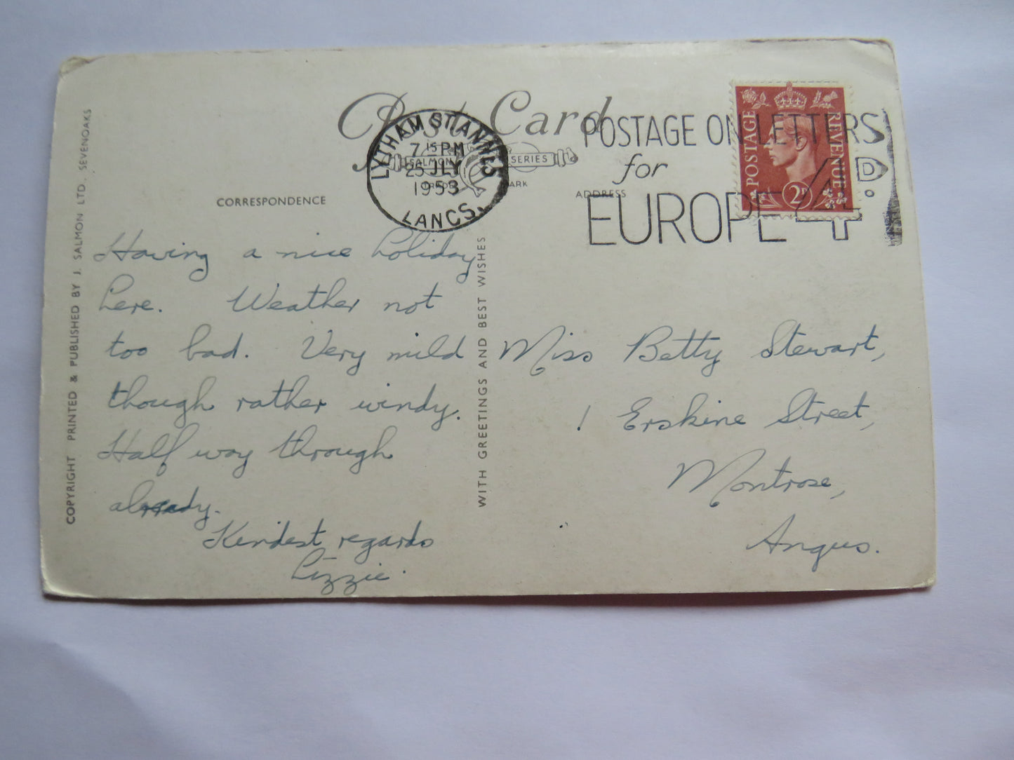 Vintage Postcard of The Waterfall, St Annes-On-Sea 1953