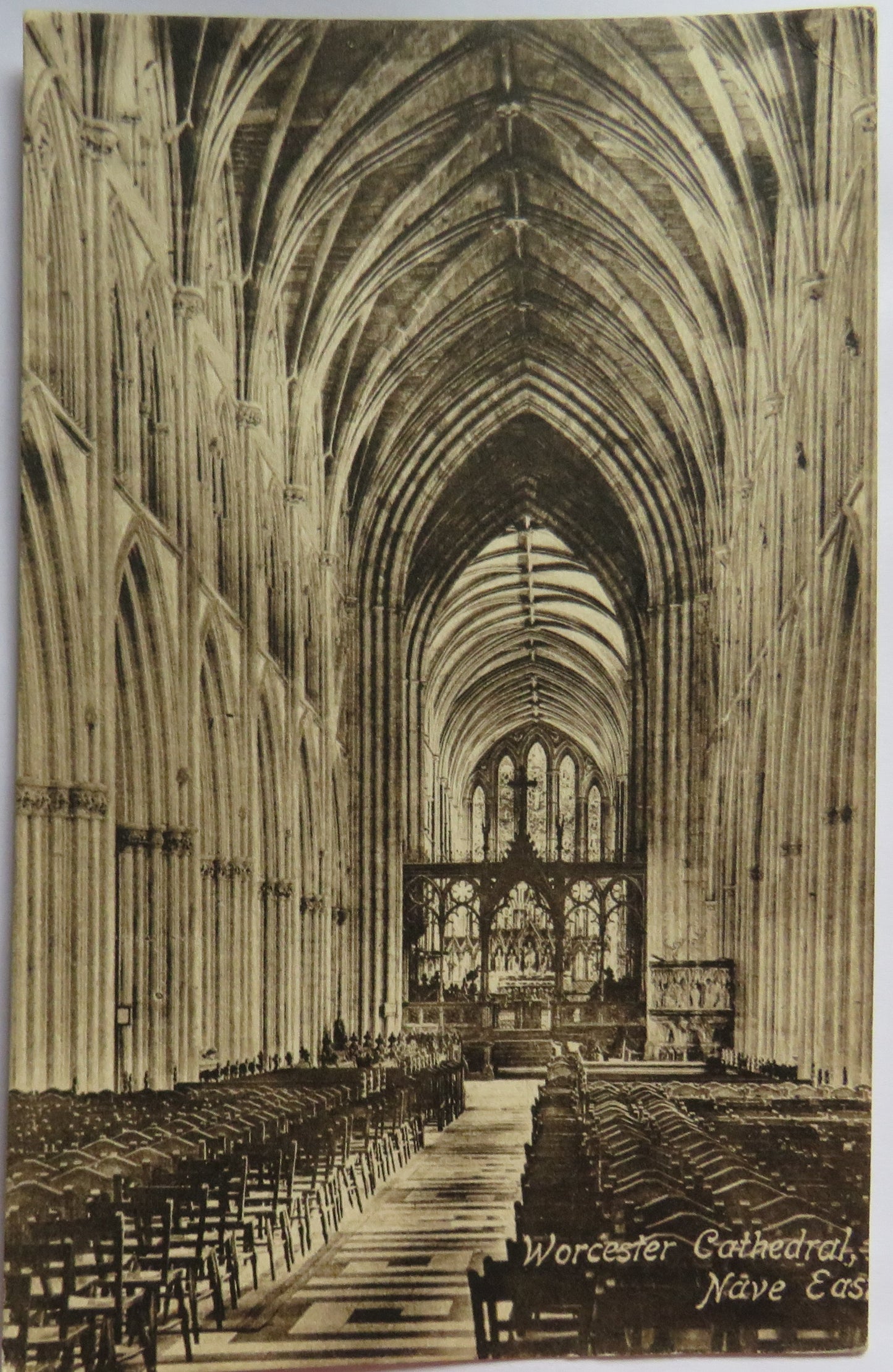 Vintage Postcard of Worcester Cathedral Nave East 1920