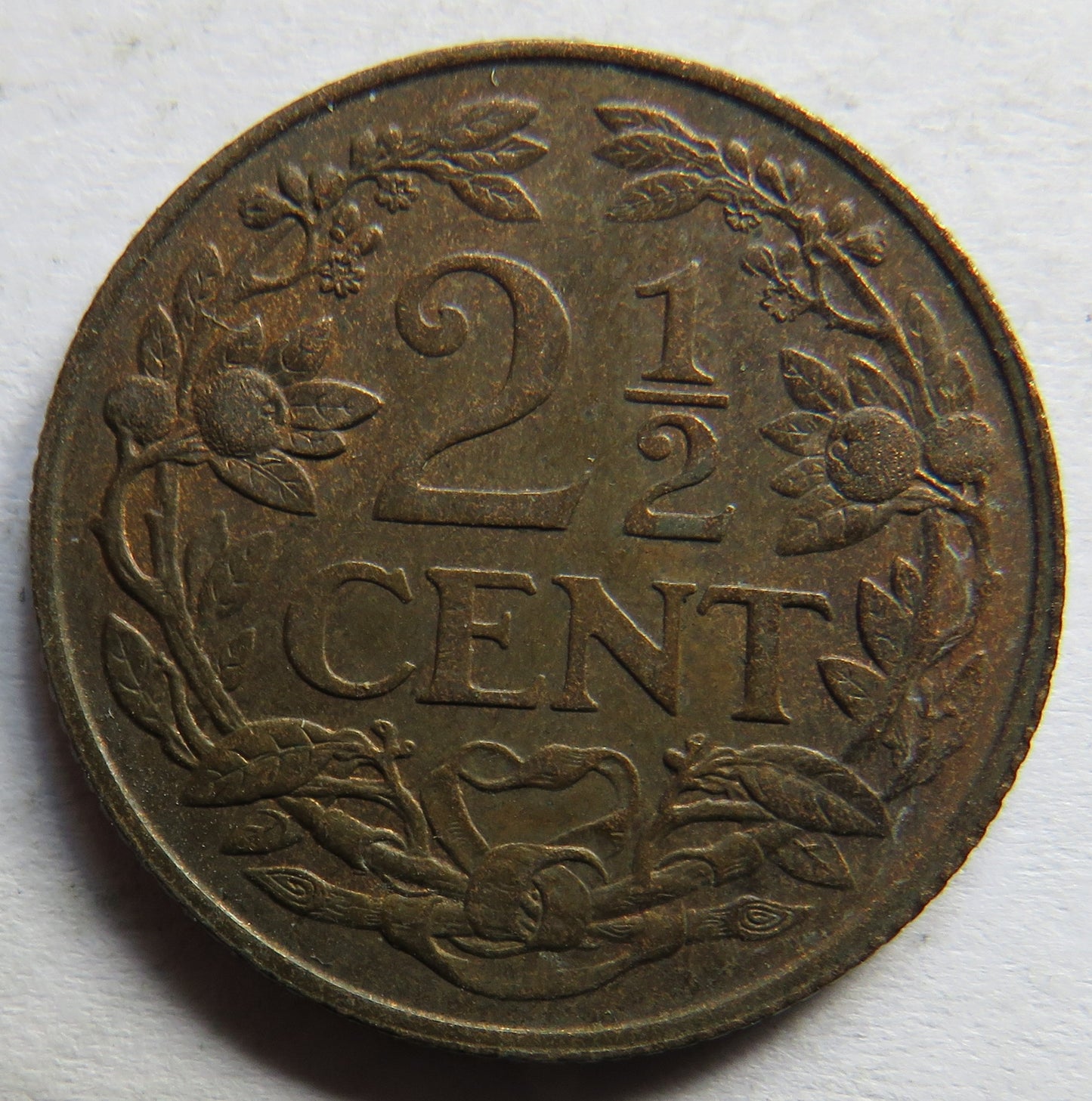 1941 Netherlands 2 & 1/2 Cents Coin