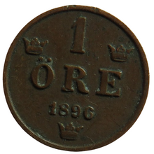 Load image into Gallery viewer, 1896 Sweden One Ore Coin
