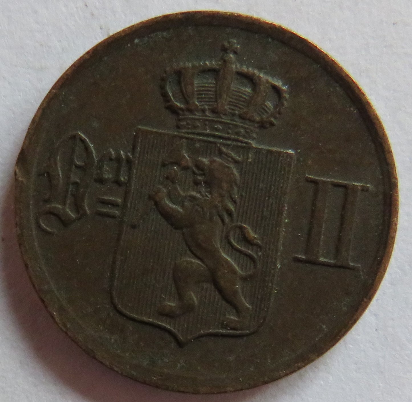 1876 Norway One Ore Coin Scarce