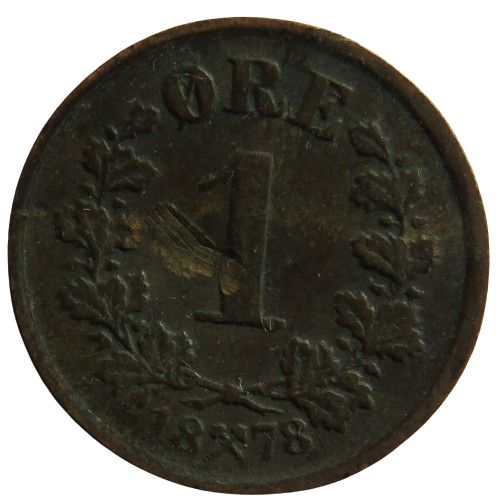 1878 Norway One Ore Coin Scarce