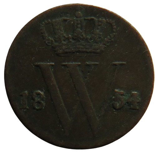 1854 Netherlands 1/2 Cent Coin