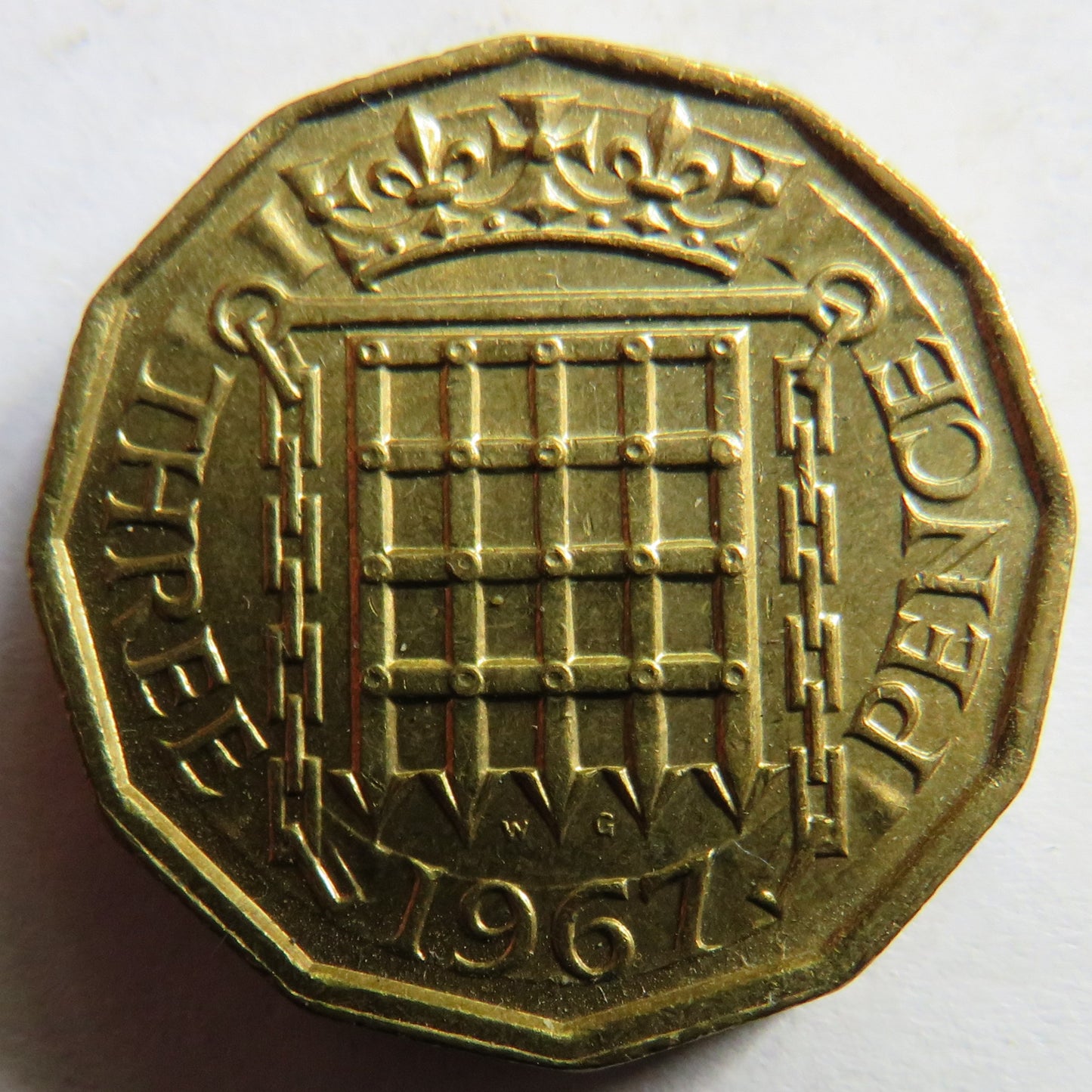 1967 Queen Elizabeth II Brass Threepence Coin In High Grade