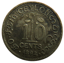 Load image into Gallery viewer, 1892 Queen Victoria Ceylon Silver 10 Cents Coin
