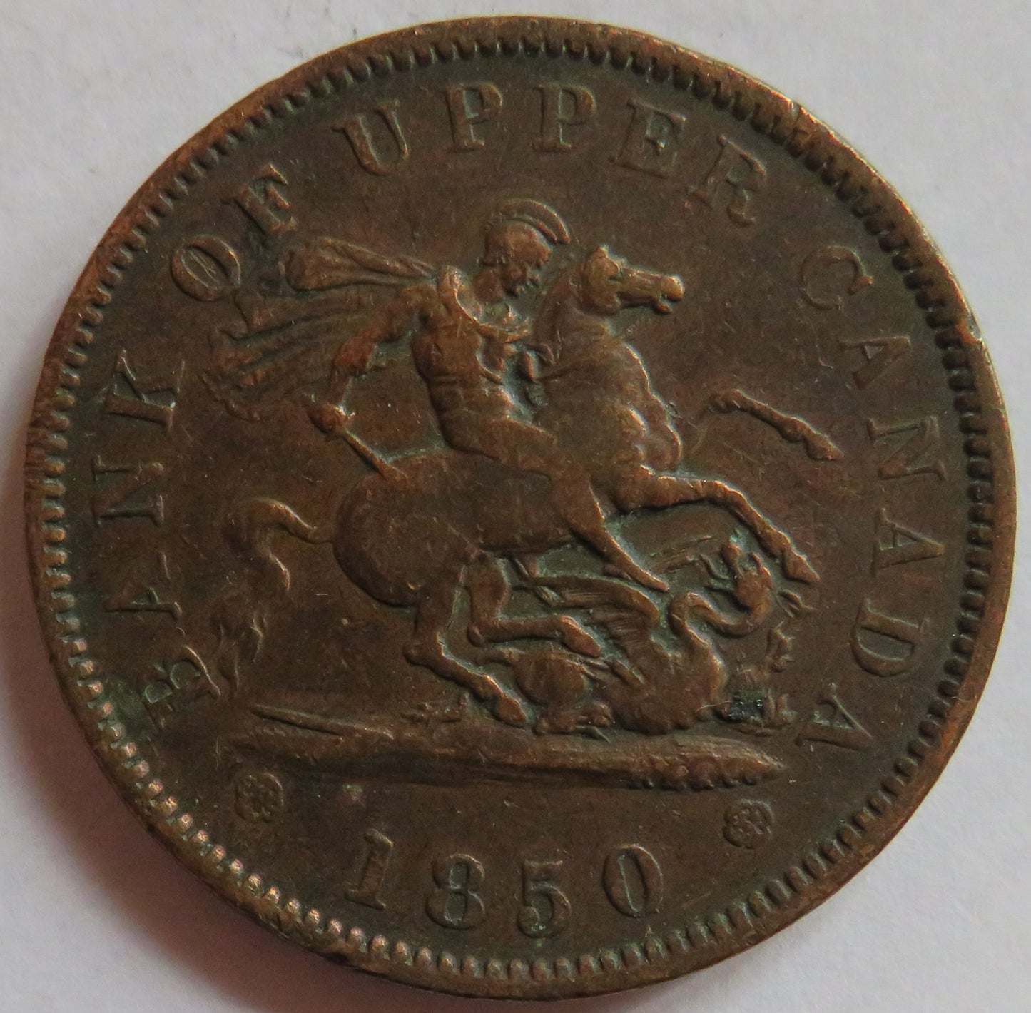 1850 Bank Of Upper Canada One Penny Bank Token