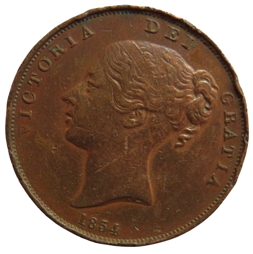 1854 Queen Victoria Young Head One Penny Coin - Great Britain