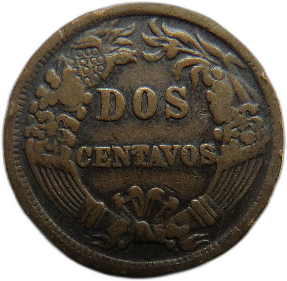 1876 Peru 2 Centavos Coin