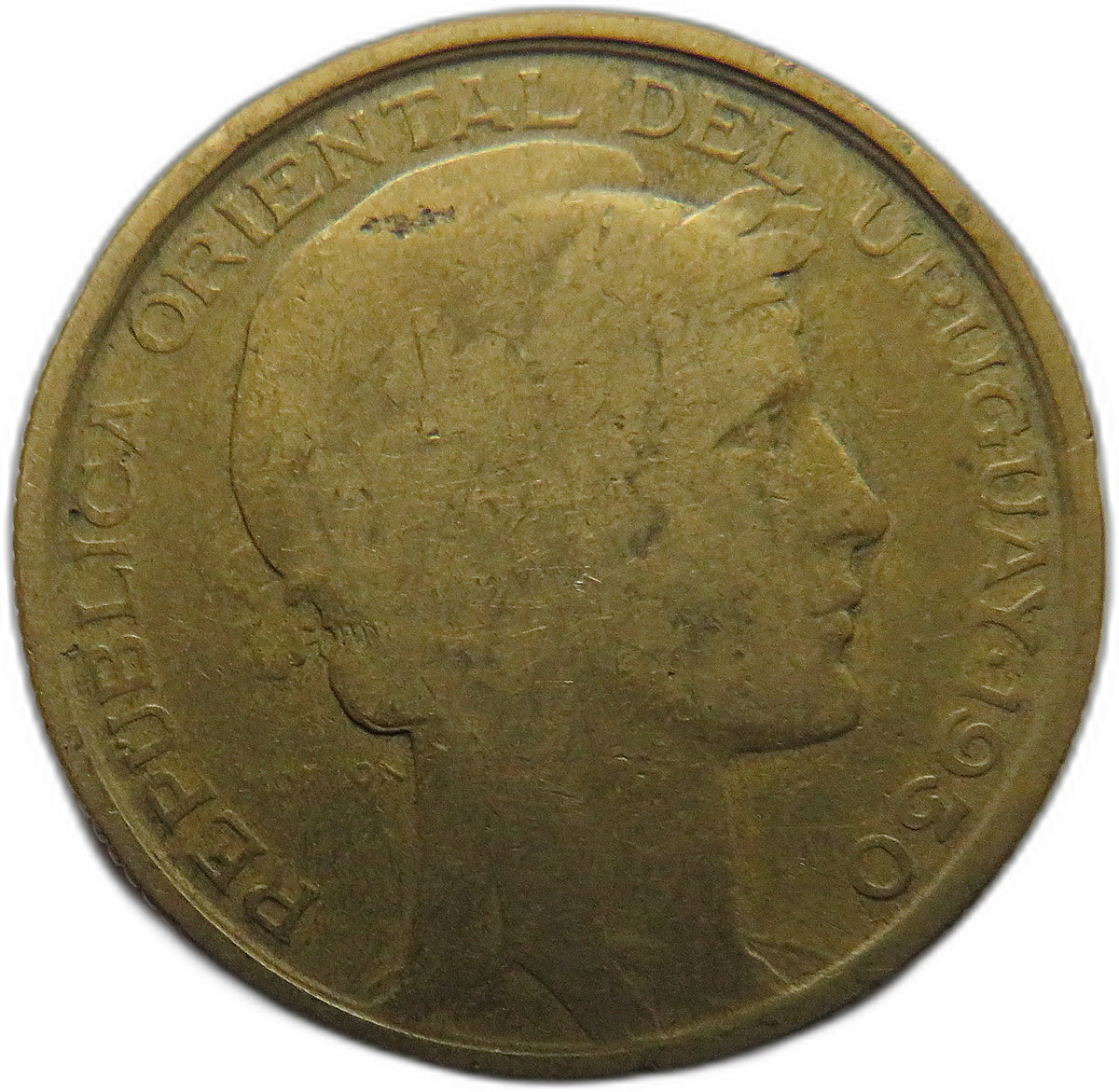 1930 Uruguay 10 Centesimos Coin