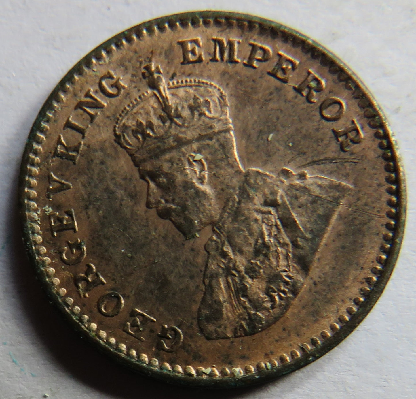 1933 King George V India 1/12th Anna Coin