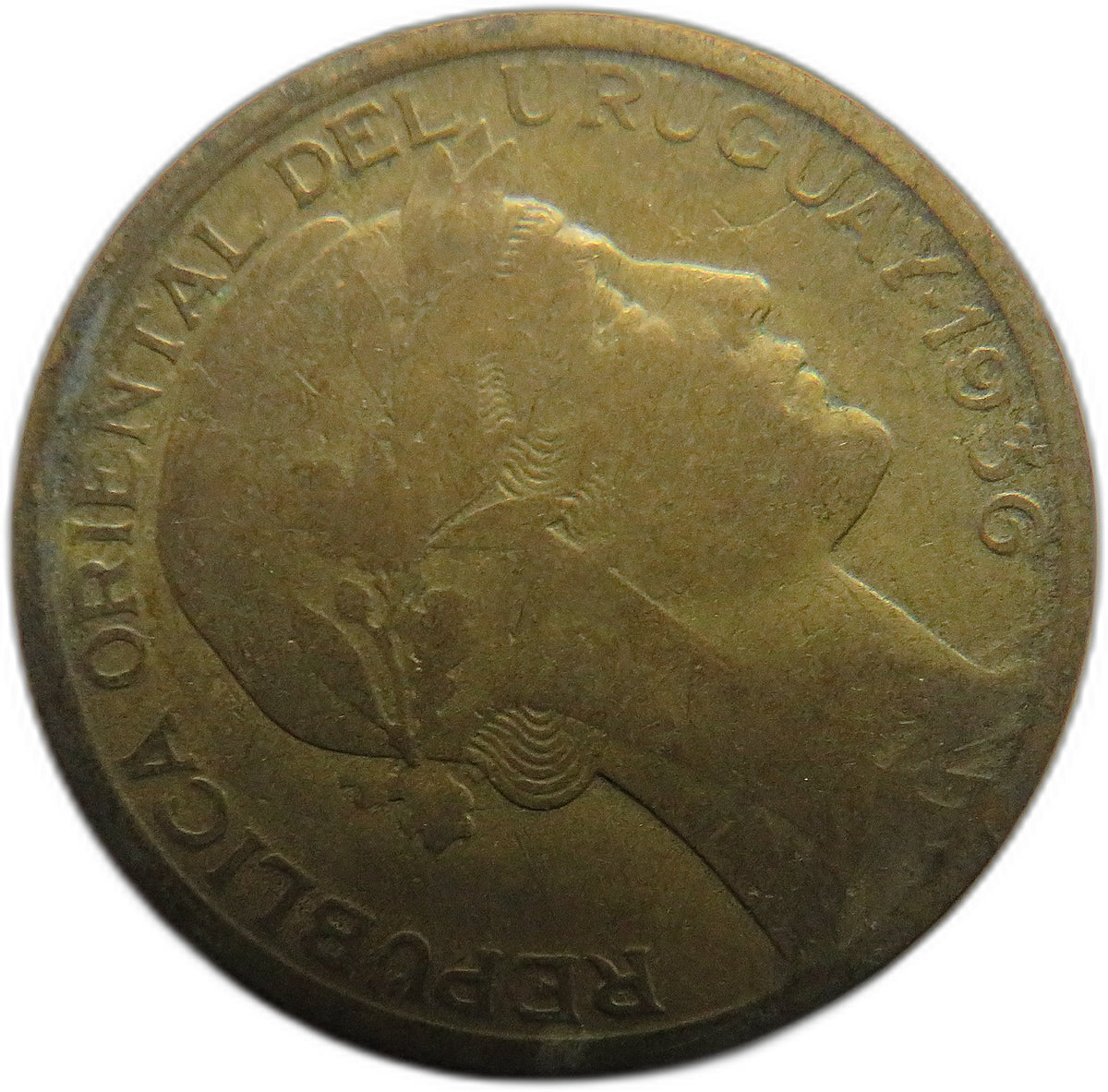 1936 Uruguay 10 Centesimos Coin