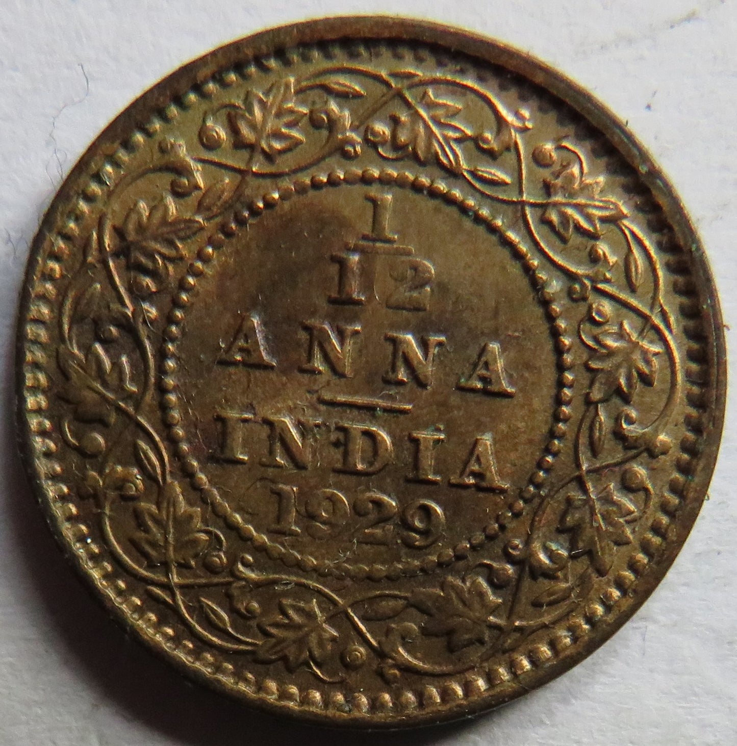 1929 King George V India 1/12th Anna Coin