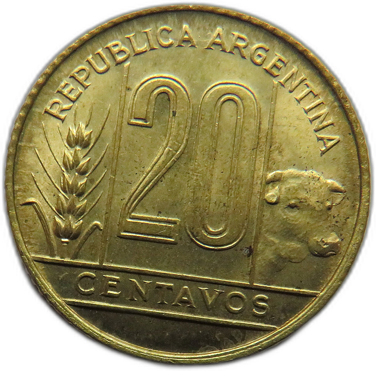 1942 Argentina 20 Centavos Coin In High Grade