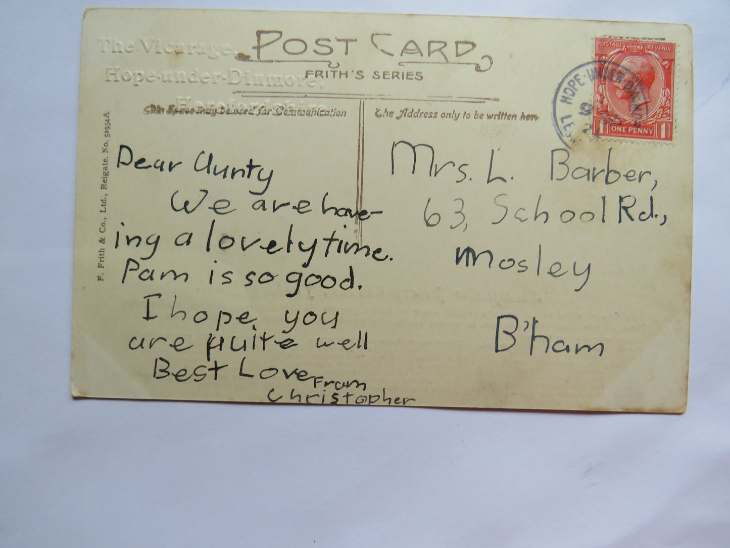 Vintage Postcard of Leominster Priory Church Ducking Stool 1924