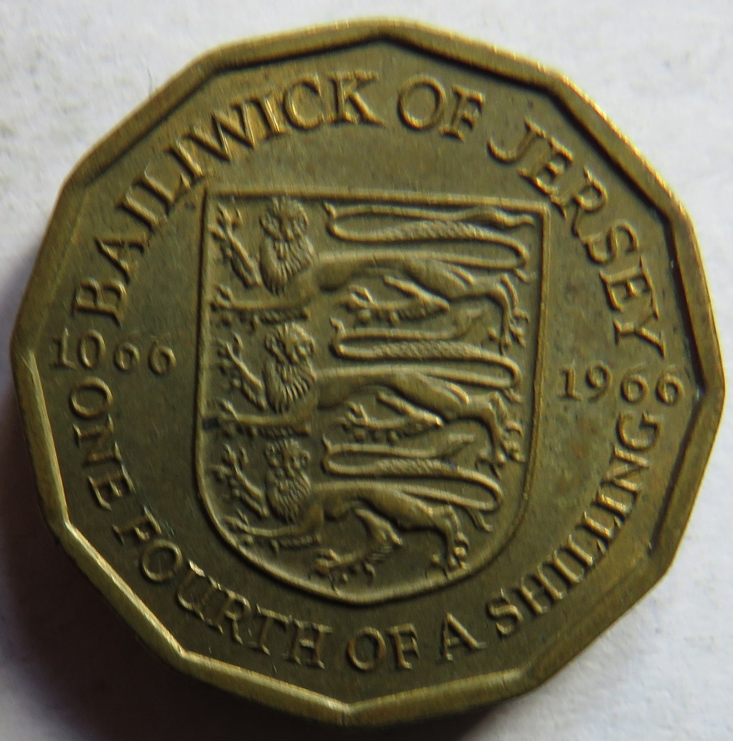 1966 Jersey 1/4th of A Shilling Coin