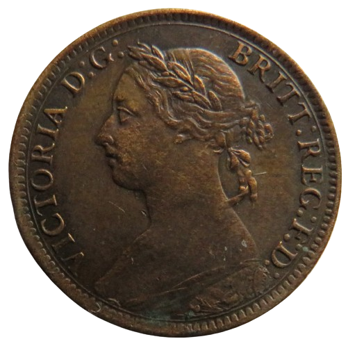 1885 Queen Victoria Bun Head Farthing Coin - Great Britain