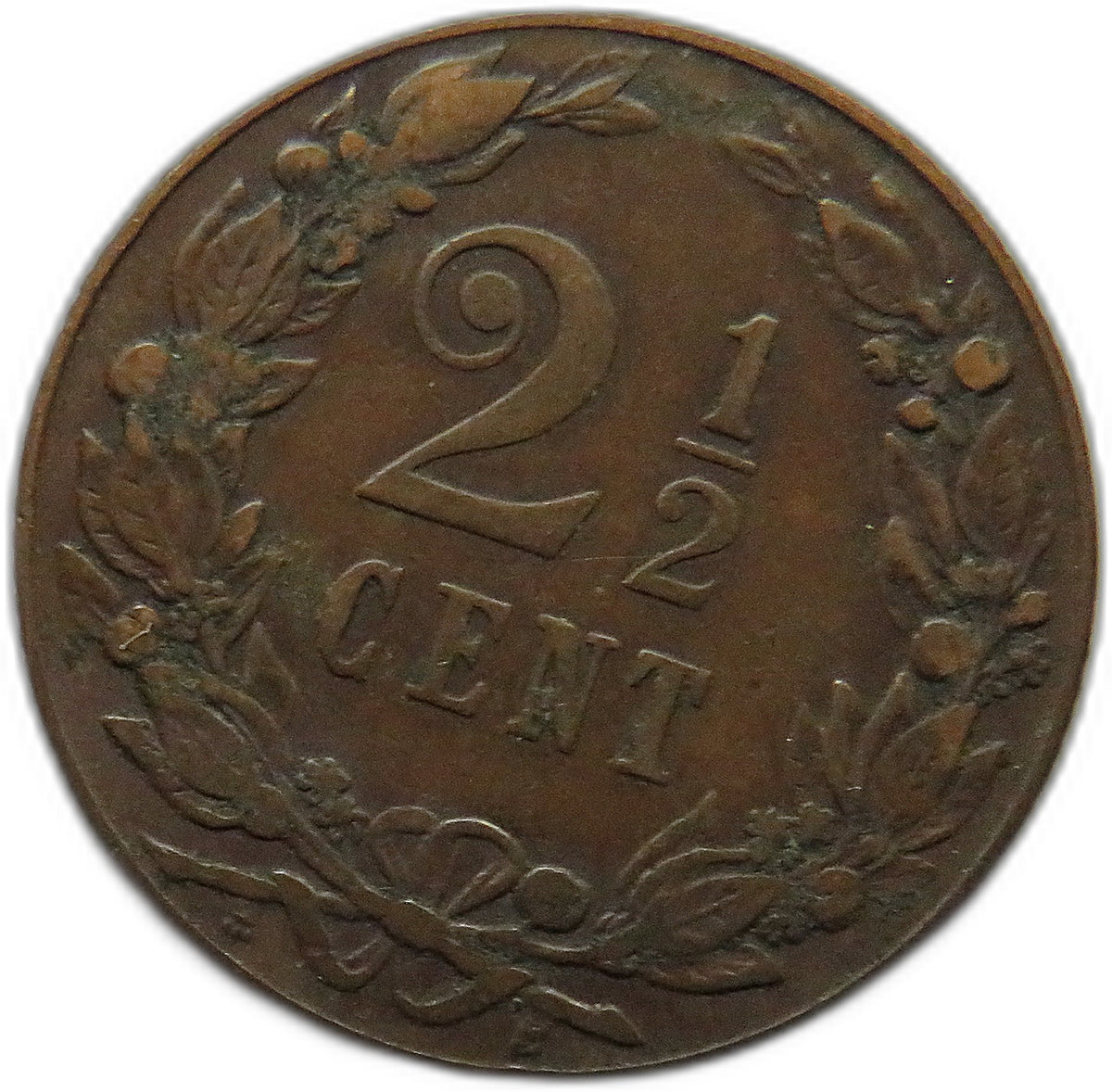 1905 Netherlands 2 & 1/2 Cents Coin