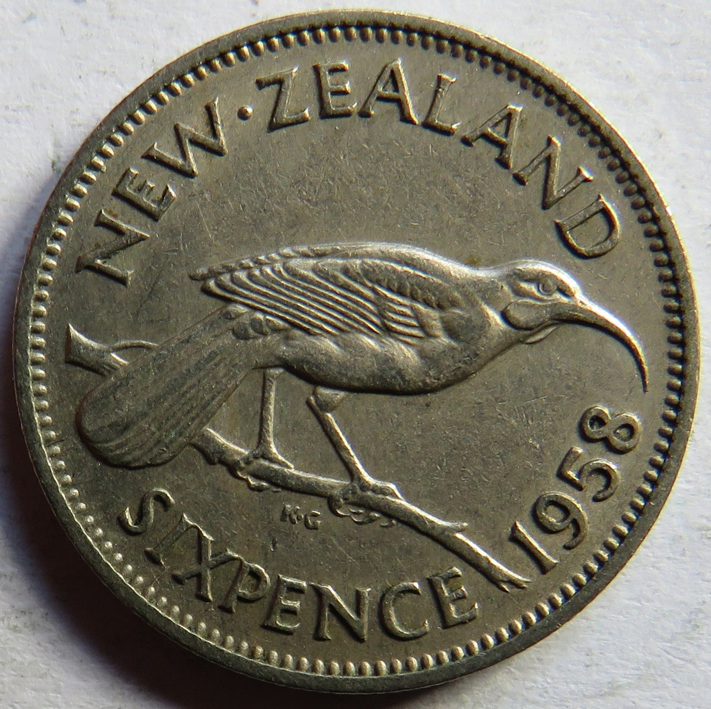 1958 Queen Elizabeth II New Zealand Sixpence Coin