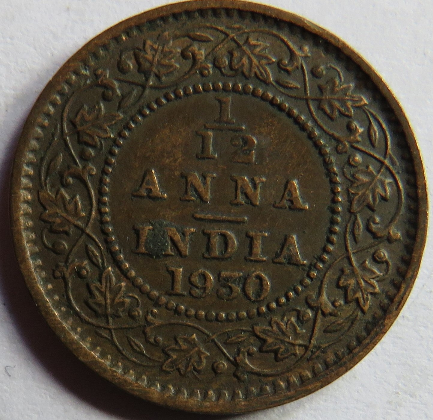 1930 King George V India 1/12th Anna Coin