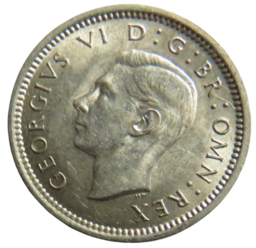 1941 King George VI Silver Threepence Coin - High Grade