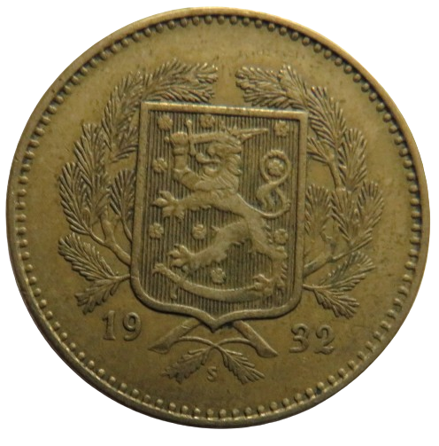 1932 Finland 10 Markkaa Coin