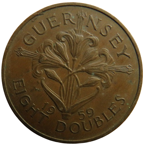 1959 Guernsey 8 Doubles Coin
