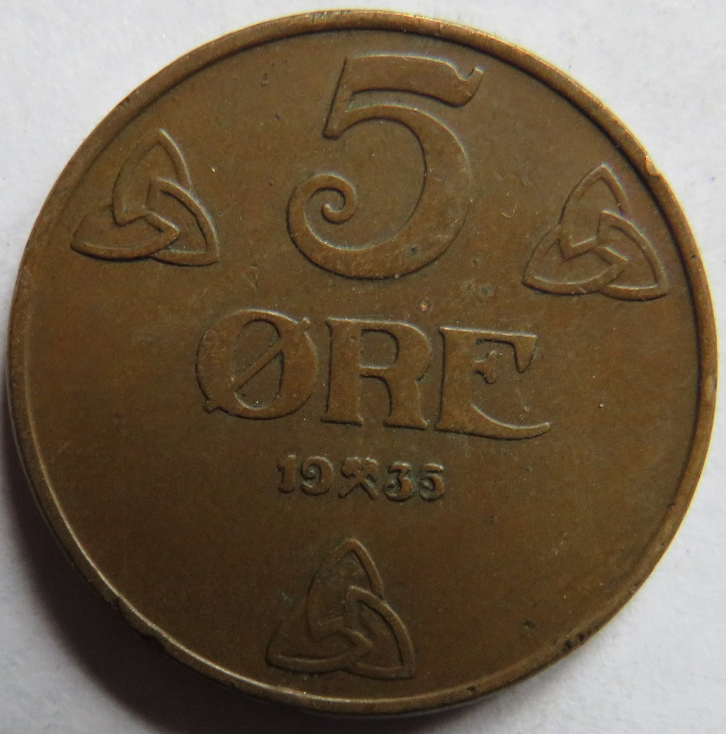 1935 Norway 5 Ore Coin