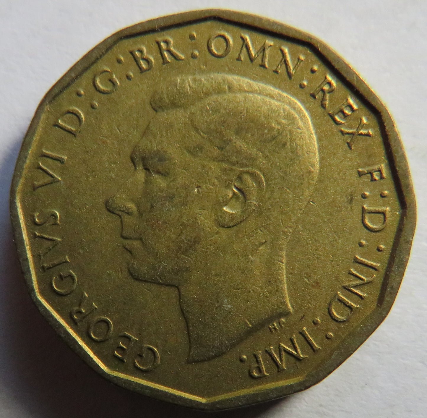 1941 King George VI Brass Threepence Coin - Great Britain