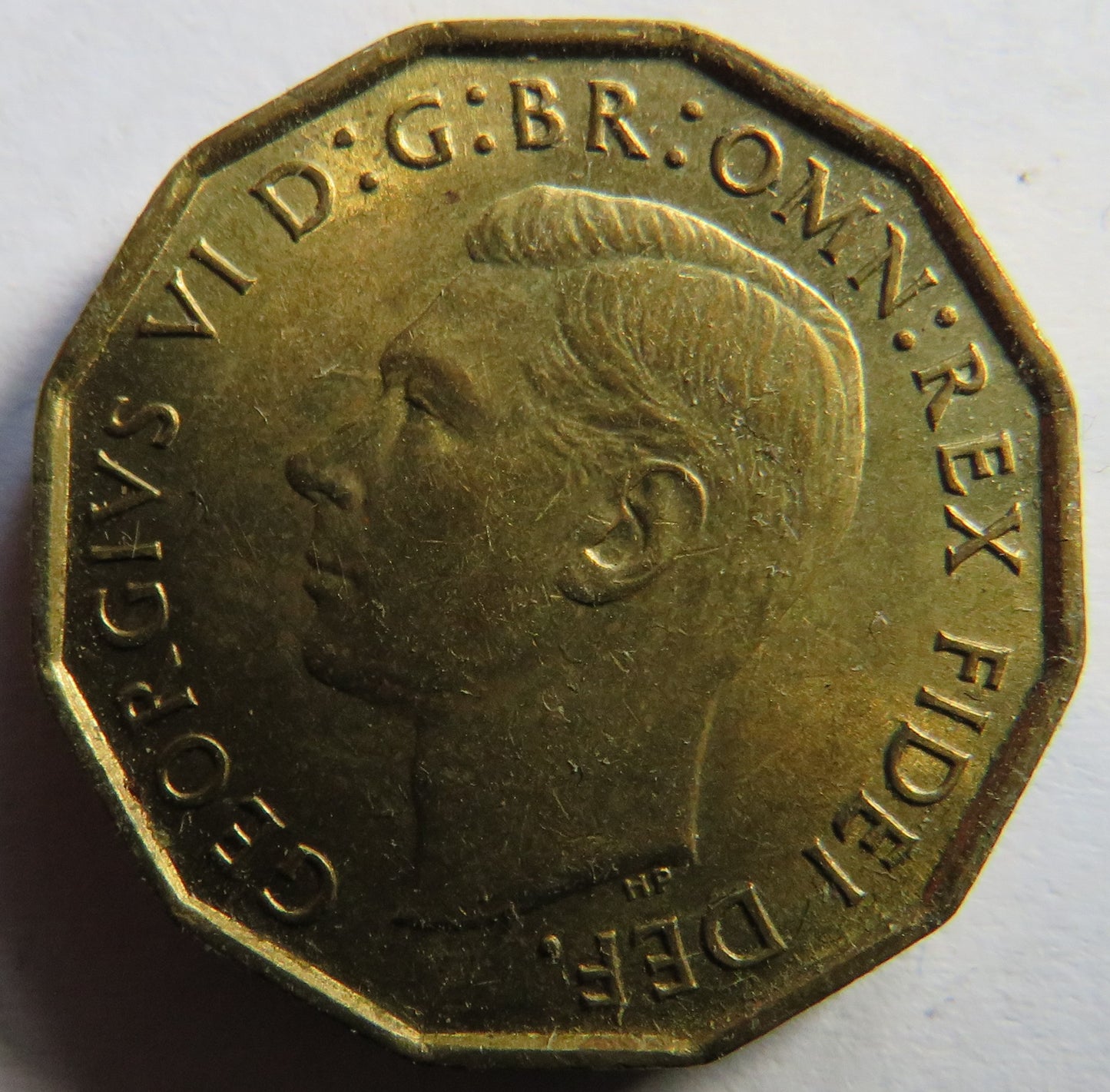 1952 King George VI Brass Threepence Coin In High Grade