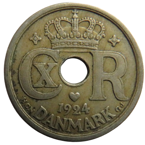 1924 Denmark 25 Ore Coin