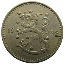Load image into Gallery viewer, 1933 Finland One Markka Coin
