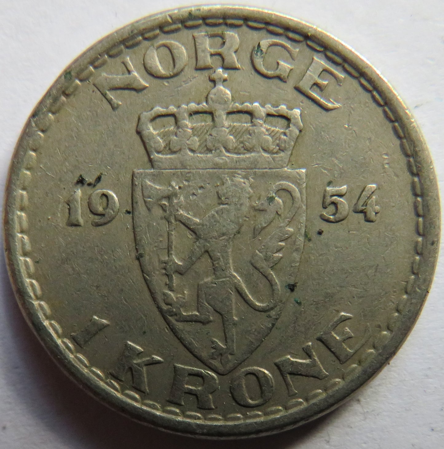 1954 Norway One Krone Coin