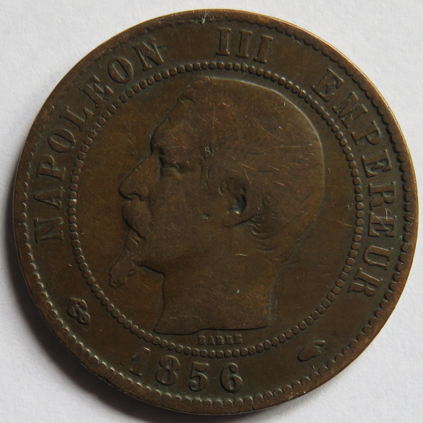 1856-A France Napoleon III 10 Centimes Coin