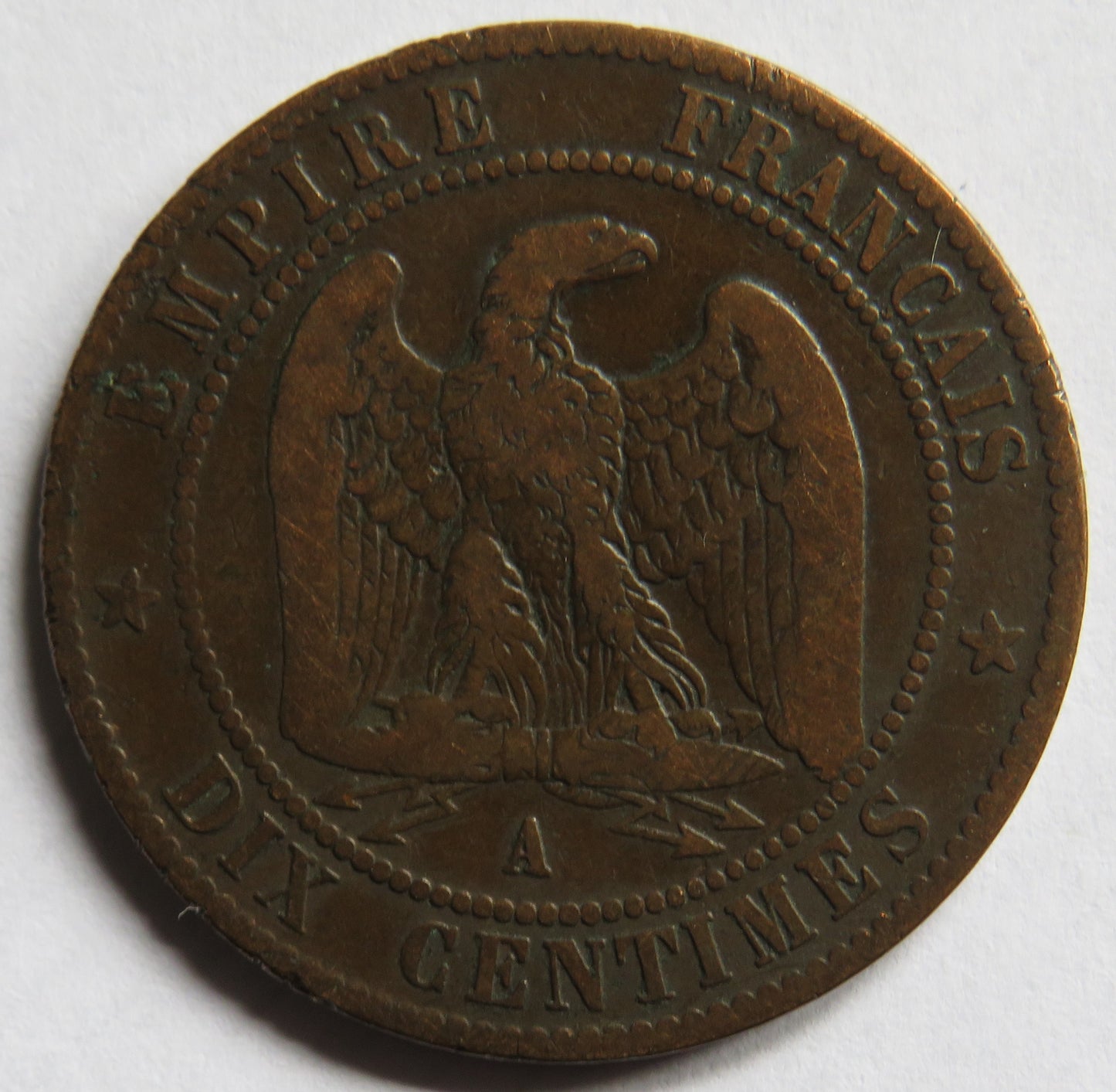 1856-A France Napoleon III 10 Centimes Coin