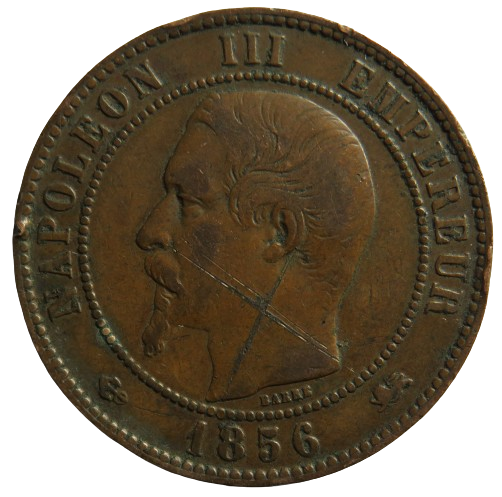 1856-D France Napoleon III 10 Centimes Coin