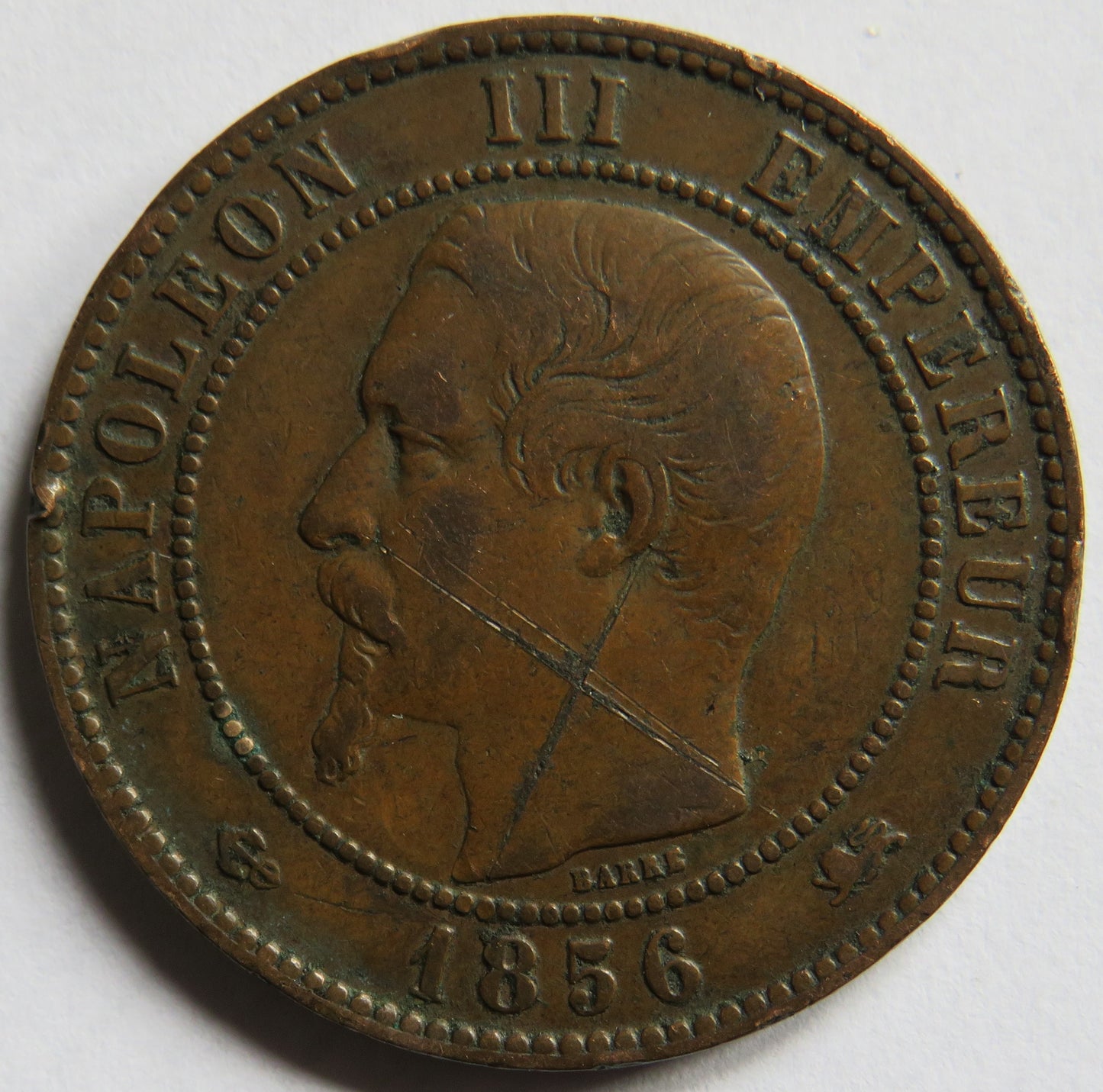 1856-D France Napoleon III 10 Centimes Coin