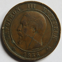 Load image into Gallery viewer, 1856-D France Napoleon III 10 Centimes Coin
