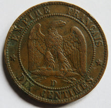 Load image into Gallery viewer, 1856-D France Napoleon III 10 Centimes Coin
