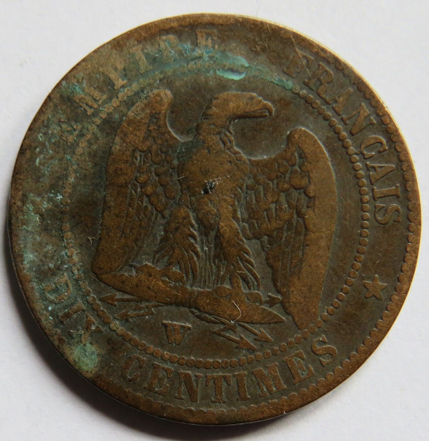 1855-W France Napoleon III 10 Centimes Coin
