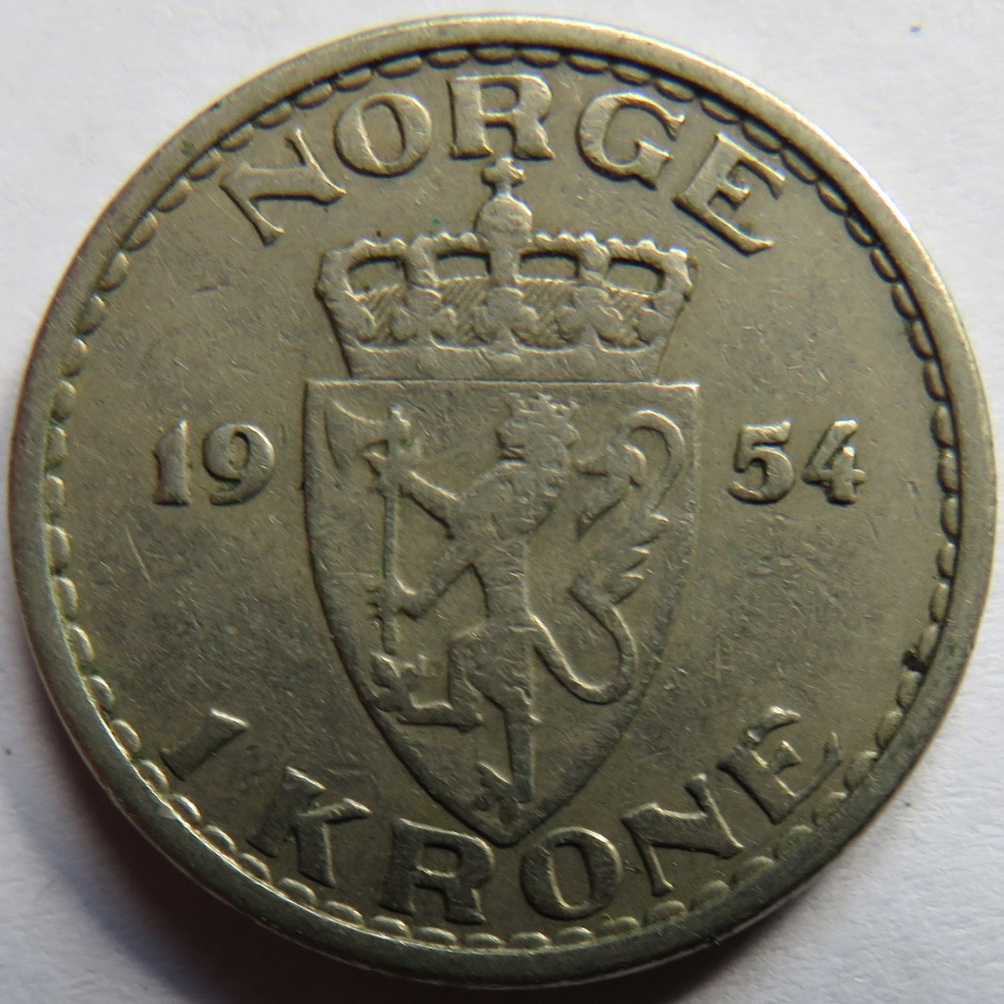 1954 Norway One Krone Coin